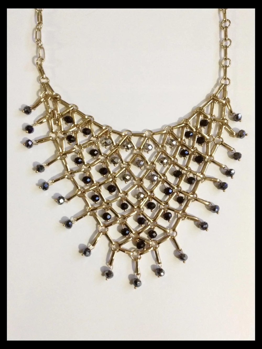 Elegant Cascading Beaded Gold-Tone Necklace